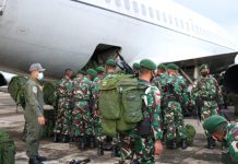4 Pesawat TNI AU Angkut Satgas Penyangga Perbatasan RI-PNG