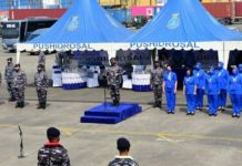 Danpushidrosal Sambut Kedatangan KRI Pollux-935 di Dermaga JICT-2 Tanjung Priok