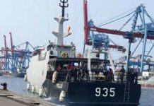Danpushidrosal Berangkatkan KRI Pollux-935 untuk Melaksanakan Pemetaan Bahaya Kerangka Kapal di Alur Pelayaran Perairan Selat Bangka