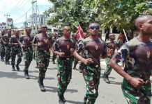 Ratusan Prajurit TNI Putra Papua Semarakkan Kirab Api PON XX di Merauke