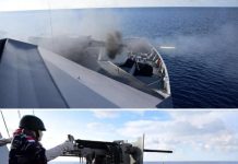 Penembakkan Meriam oleh Satgas Latihan Bersama Rimpac TNI AL