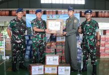 Pangkoopsud I Marsda Bambang Gunarto Tinjau Posko Bansos Satgas Murai Sakti II Lanud ATS